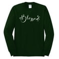 thumbnail image 2 of Wild Bobby, Blessed Inspirational Quote Heart Love, Inspirational/Christian, Men Long Sleeve Shirt, Forest Green, Large, 2 of 3