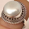 thumbnail image 3 of Navya Craft Freshwater Pearl 925 Sterling Silver Handmade Women Statement Ring, Pearl Jewelry Size 9.5, 3 of 4