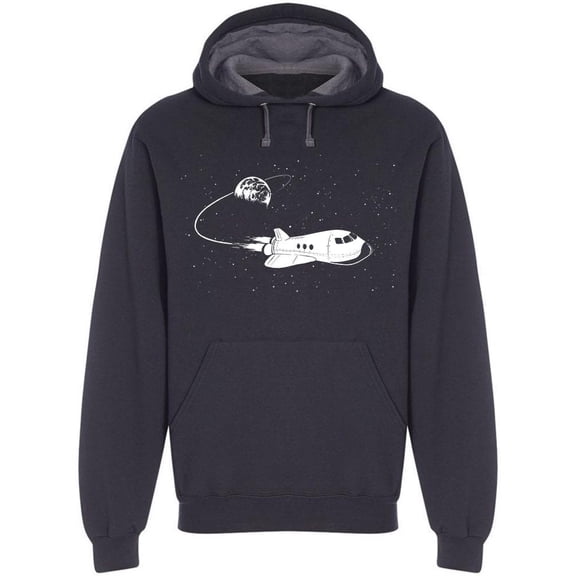 Spaceship Flying Away From Earth Hoodie Men -Image by Shutterstock, Male Large