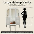 thumbnail image 6 of Yardi Yarda Antique Makeup Vanity Desk with Triple Mirror, 6-Drawer Dressing Table Set with Stool, Full Length Mirror for Indoor, White, 6 of 20