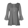 thumbnail image 4 of Women's 3/4 Sleeve Tops Dressy Casual Business Work Blouses Office Shirts Gray L, 4 of 5