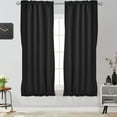 thumbnail image 6 of JeashCHAT Door Curtain Panel, French Door Curtains Blackout Thermal Insulated Curtain for Window Living Room Patio Doorways, Heavy-Duty Solid Color Rod Pocket Window Treatments, 40"x25", Black, 6 of 8