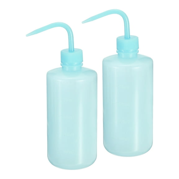 Uxcell 2Pcs 16oz Lab Squeeze Bottle 500ml Plastic Safety Wash Bottles (Blue)