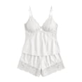 thumbnail image 6 of Bovxnpu Womens Pajamas Set 2 Piece Loungewear Set Cotton Spaghetti Strap Crew Neck Pajama Lace Sleepwear, 6 of 6