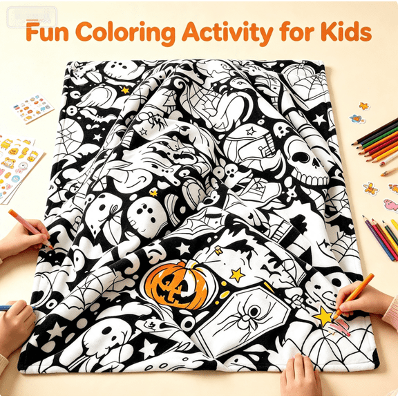 Coloring Blanket,Cozy Blanket,Color Blanket with Markers,Machine Washable, Cozy Velvet, Printed Patterns, ideal for daily use, home decor and kids spaces, Gift Wrapped