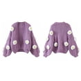 thumbnail image 6 of Women Puff Long Sleeve Sweater Cardigan Crochet 3D Flower Open Front Knit Jacket, 6 of 19