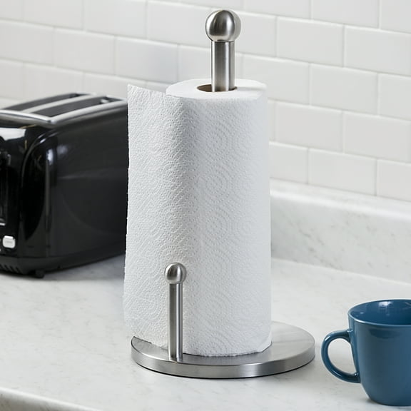 Honey-Can-Do Silver Standing Paper Towel Holder for Standard and Jumbo Rolls