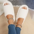 thumbnail image 6 of House Slippers for Woman Flat Heel Open Toe Casual Home Indoor Outdoor Slides Slippers Winter Fleece-Lined Shoes for Women White 8.5, 6 of 10