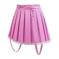 thumbnail image 6 of Littleforbig Women's A-Line Pleated Faux Leather Flared Casual Lace Trim Mini Skirts - Troublemaker Pink Medium, 6 of 7