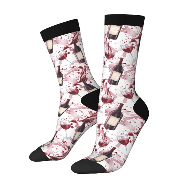 Balery Watercolor Wine Calcetas Largas con Estampado para Hombre y Mujer – Suaves y Transpirables, Talla Única (US 5-11)