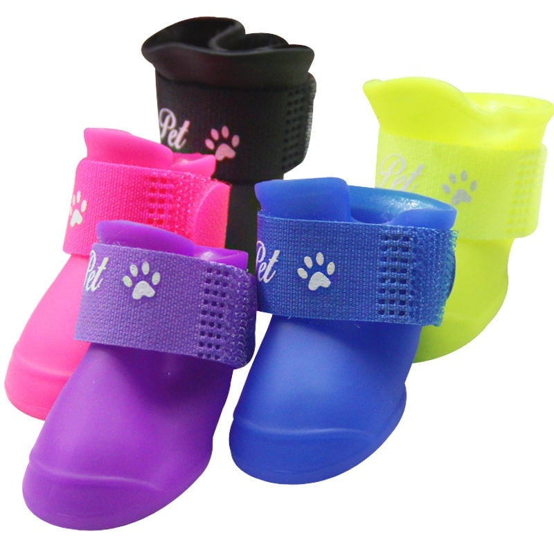 4pcs Cute Pets WaterProof Rain Shoes Boots Socks Antislip Rubber Boot