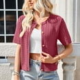 thumbnail image 2 of aidice Cropped Cardigan for Women Knit Round Neck Short Sleeve Button up Comfy Summer Casual Sweater Tops, 2 of 7