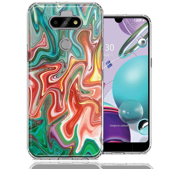 MUNDAZE For LG Aristo 5/K31/Fortune 3 Green Pink Abstract Design Double Layer Phone Case Cover