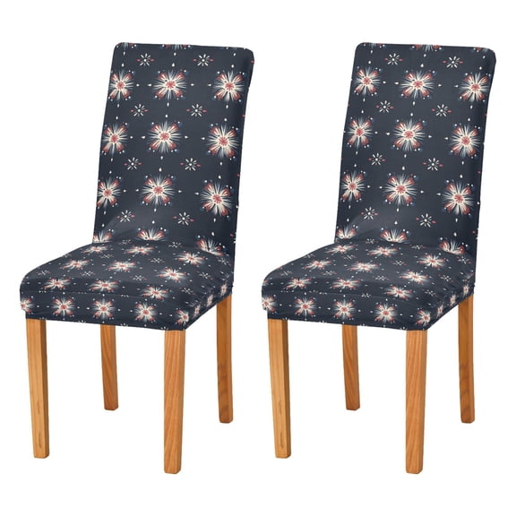 Yayeee 2 Pack Dining Chair Covers Stretch Parson Chairs Slipcovers Seat Protector, Red Fireworks Pattern