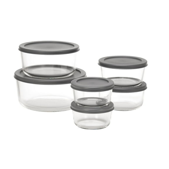 MAINSTAYS ensemble de stockage de nourriture en verre rond avec couvercle PE