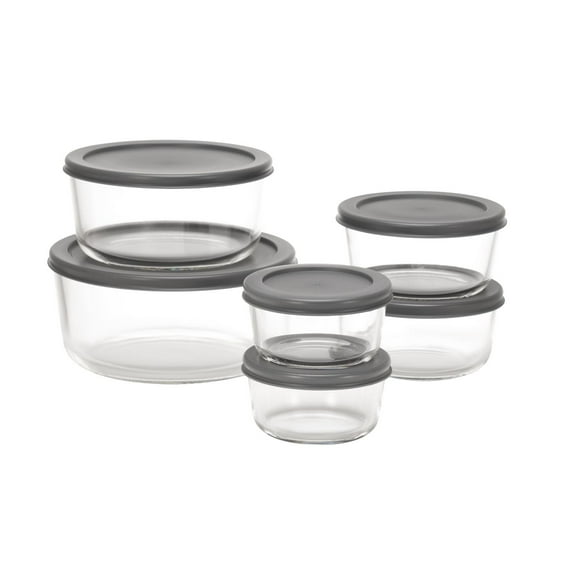 MAINSTAYS Round glass food storage set with PE Lid, Volume: 1/2/4/7cup