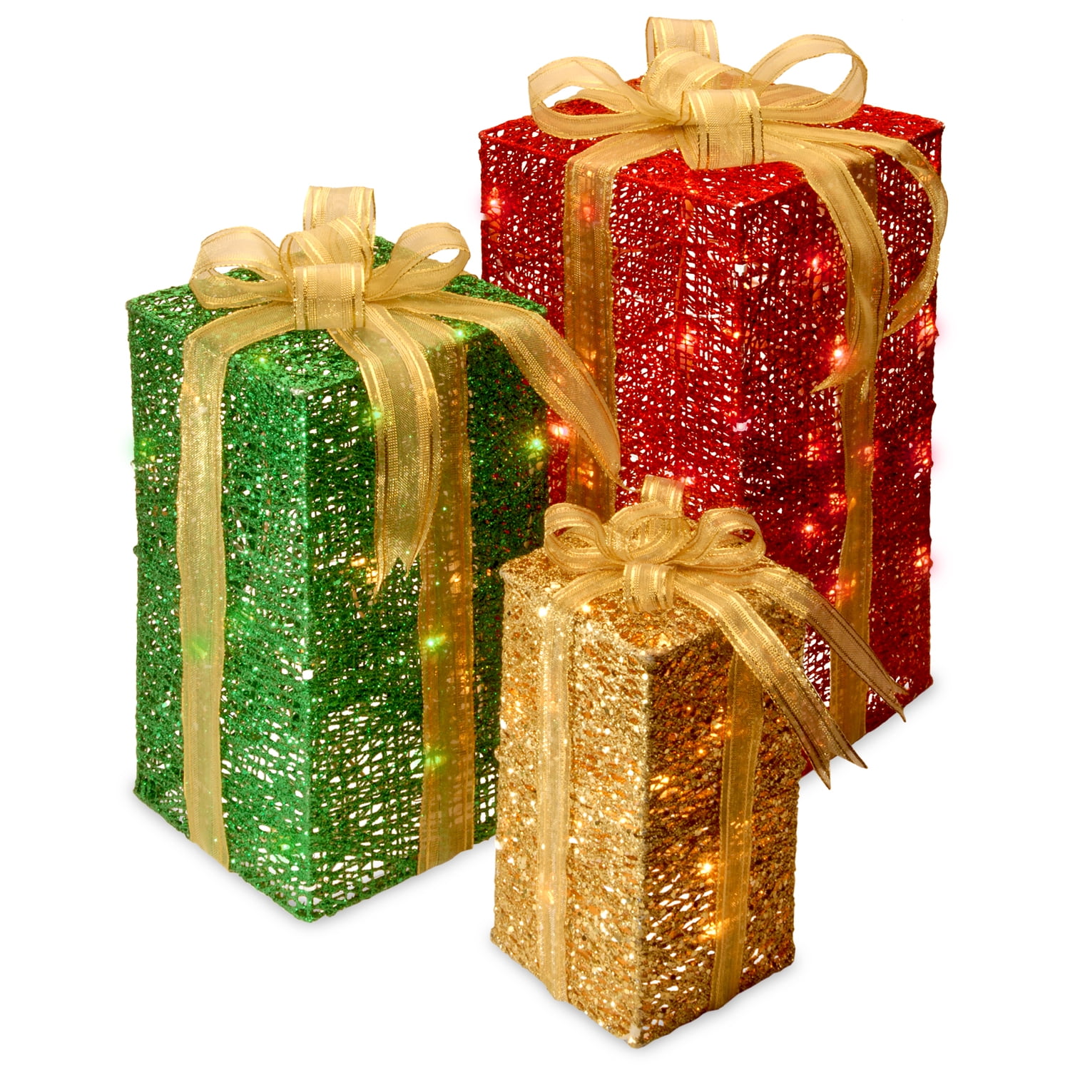 National Tree Company Pre-Lit Sisal Gift Box Assortment - Walmart.com