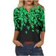 thumbnail image 2 of Fiudx Camisas para Mujer Camiseta Holgada de Manga 3/4 con Botones Estampados para Mujer, 2 of 5