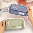 thumbnail image 4 of 1pc Simple Three-layer Large Capacity Pencil Bag Student School Supplies Storage Bag Large Opening Soft Cloth Pencil Case With Mesh Bag Boys Girls Cute Stationery Bag Prize Gifts, 4 of 5