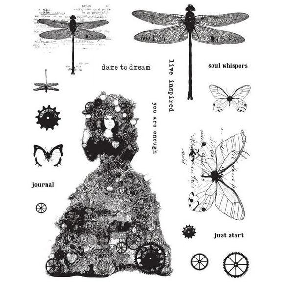 PRIMA MARKETING INC Finnabair 6x7.5 Cling Stamp Dare to dream - 18 pcs - sz 6inx7.5in UPC 655350967024