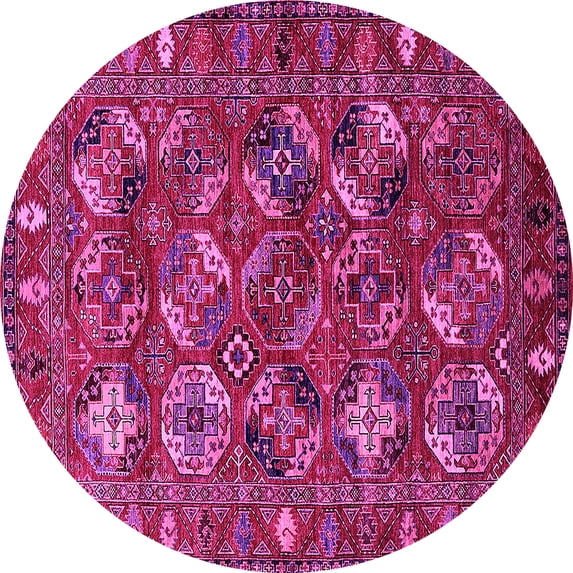 Ahgly Company Indoor Round Oriental Pink Industrial Area Rugs, 6' Round