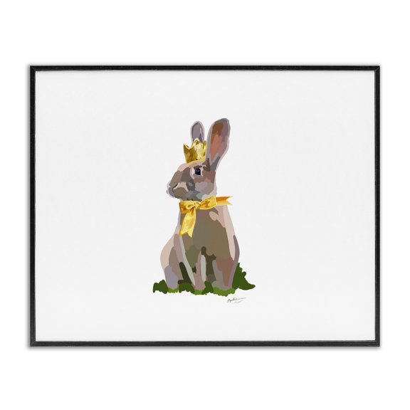 Stupell Industries Cottage Royal Bunny with Crown Black Framed Giclee Art, 14 x 11, by Amelia Noyes