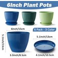 thumbnail image 2 of 6 inch Plant Pots, 6 Pack Flower Pots Perfect for Indoor Outdoor Plants, Planters with Drainage Holes and Tray Saucers, Cute Succulent Pots Durable and Light Weight, 2 of 7