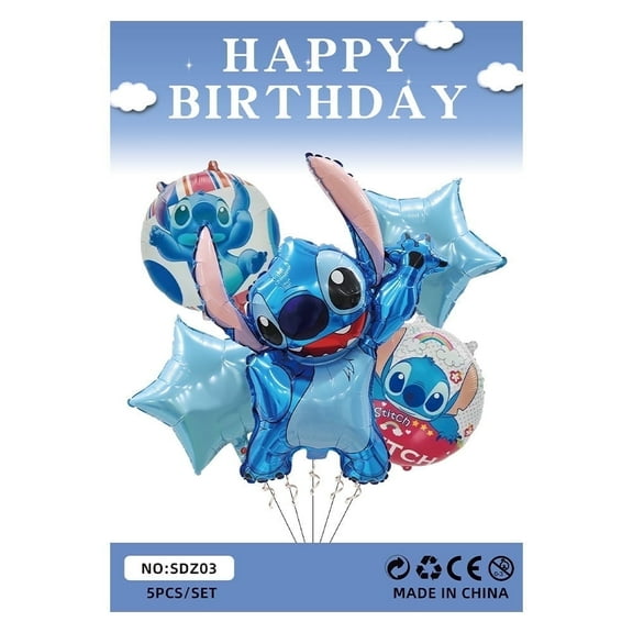 Experiment626 Foil Balloons 5PCS Set with String - Cartoon Birthday Party Decorations for Kids and Adults, Theme Celebration Supplies