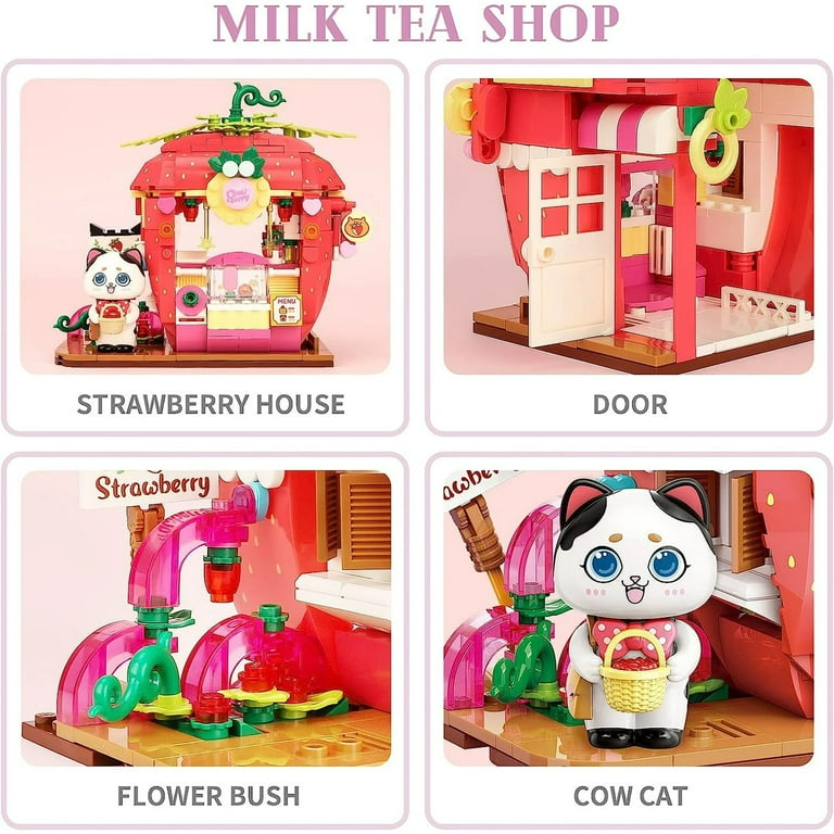 NAYIHOOP Cat Strawberry House Building Sets Compatible with Lego