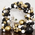 thumbnail image 1 of Arco de globos de cumpleaños de oro negro - 133 Kit de arco de globos de oro y negro Decoración de globos de látex de oro negro para hombres Fiesta de cumpleaños, boda, 1 of 4