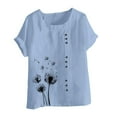 thumbnail image 5 of T Shirts For Women Womens Tops Cotton Linen Shirts Summer Casual Boho Floral Short Sleeve Blouse Oversized Loose Tunic Tops, 5 of 5