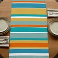 thumbnail image 5 of Table Runners 90 Inches Long Dress Scarves, Blue Teal Orange Striped Farmhouse Coffee/Dining/Kitchen Table Runner for Living Room, Farmhouse Stripe 13x90 Inch, 5 of 9