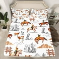 thumbnail image 2 of Manfei Western Cowboy Queen Sheet Sets 4-Piece, Brown Farm Horse Flat Sheet, Tropical Desert Cactus Queen Fitted Sheet, Breathable Bedroom Decor, 2 of 7