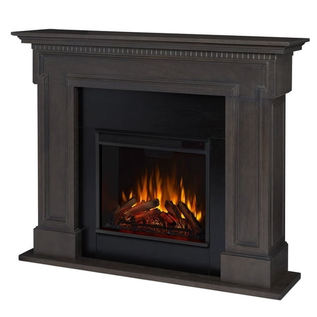 Bowery Hill Contemporary Solid Wood Electric Fireplace in Gray