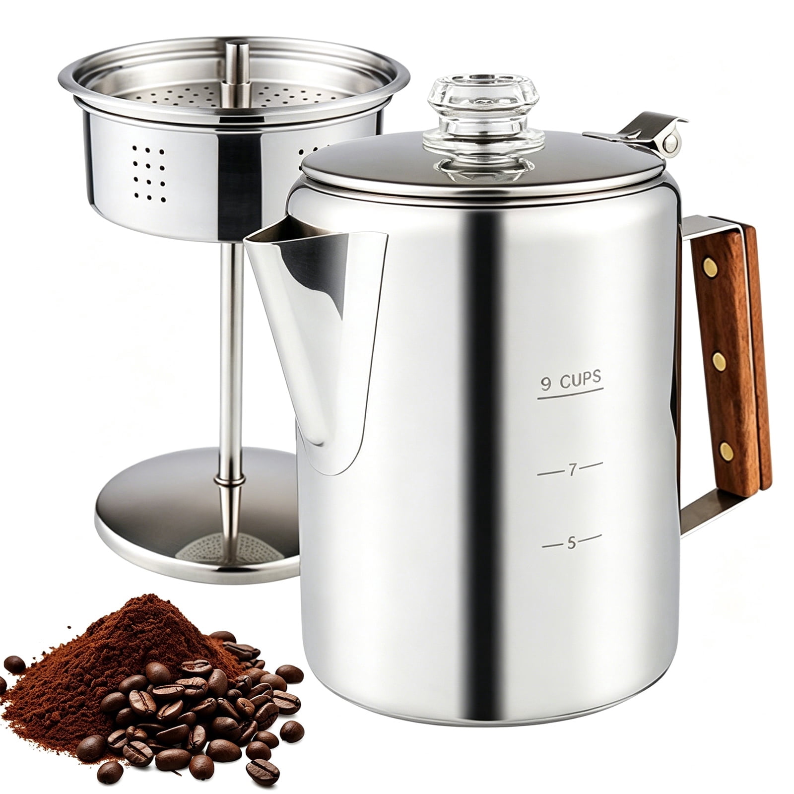 Stansport Stainless Steel Percolator Coffee Pot, 9 Cups - Walmart.com