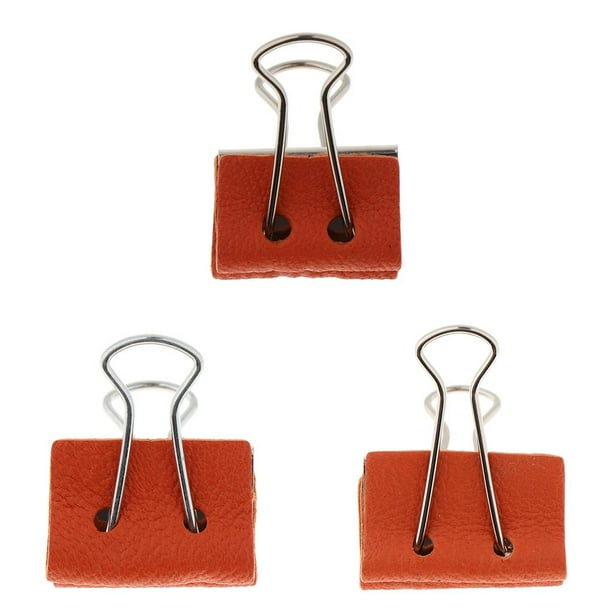 Metal Binder Clips Folder with Leather Cover Notes Letter Paper clip and 26x16mm