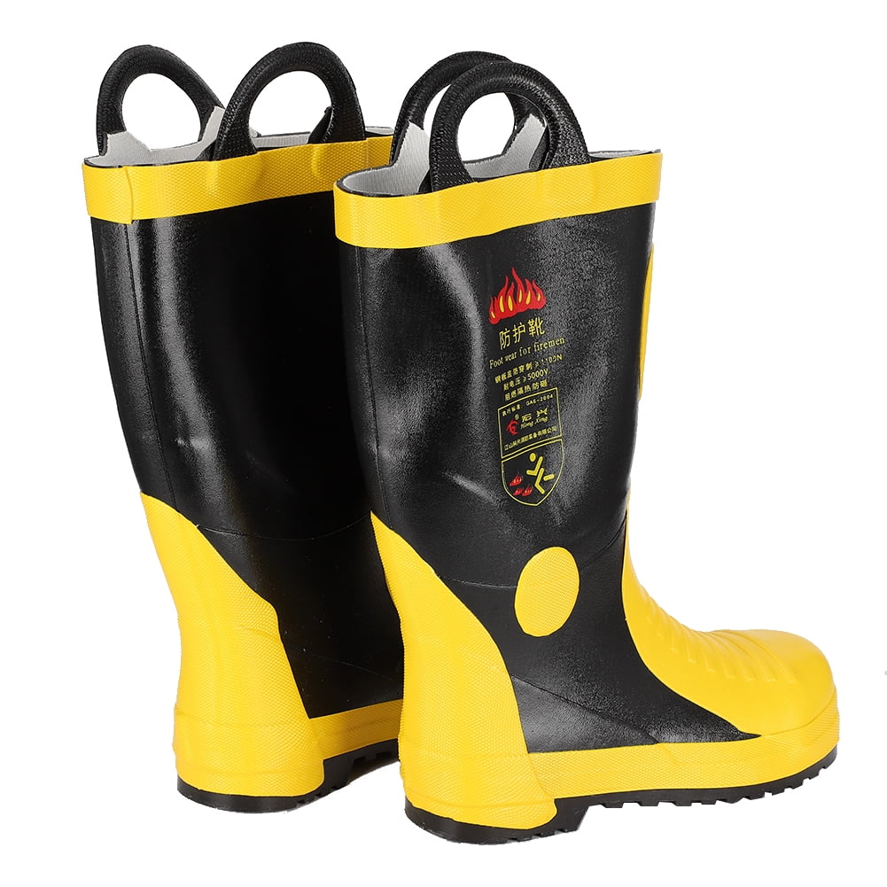 Tebru Firefighter Protect Shoes, Rubber Fire Fighting Safety Boots High