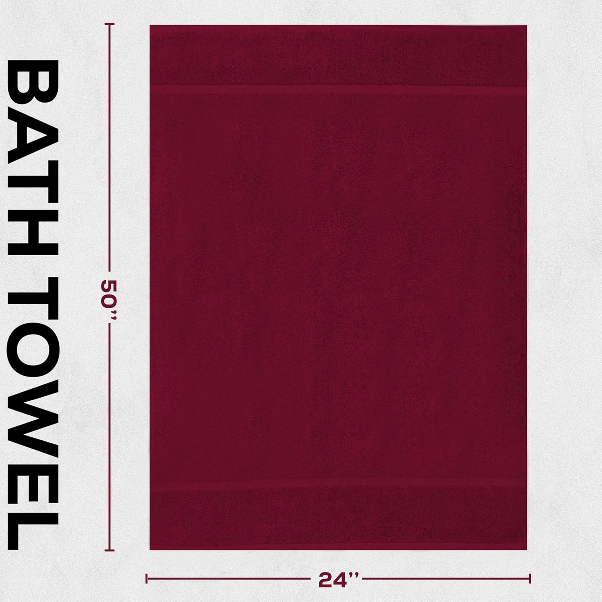 GOLD TEXTILES Premium Bath Towels 24x50 - Red Wine Pack of 6 | Soft, Absorbent, 100% Cotton Towels for Home & Spa