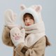 thumbnail image 3 of Lindo gorro de oso de estudiante, bufanda, guantes de una pieza, gorro cálido de tres piezas para mujer, invierno, 3 of 6