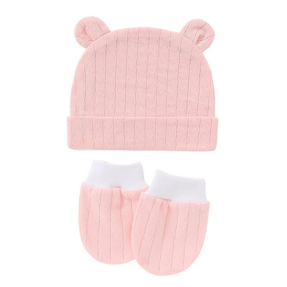 Baby Bear Ears Hats and Mittens Sets Cotton Caps Baby Boy Girl Beanie, Bear Ears Preemie Infant Cotton Caps Gloves for Boys Girls HJJLRH