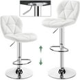 thumbnail image 6 of RONG-3 Bar Stools Set of 2, PU Leather Bar Chairs with Backrest, Height Adjustable Swivel Island Stools for Bar, Kitchen Counter,White., 6 of 9