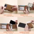 thumbnail image 4 of KUEON Slim Wallet for Men, Genuine Leather RFID Blocking Card Holder with Money Clip, 4x3x0.6 in,Brown, 4 of 10