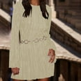 thumbnail image 2 of Women's Plus Size Hollow Out Long Sleeve Sweater Dress Solid Color Knit Casual Elegant Tunic, 2 of 2