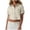 Beige, variant on Women's Button Down Crop Top Short Sleeve Lapel Blouse Patch Pockets Going Out Tee (Hot Pink, XXL)