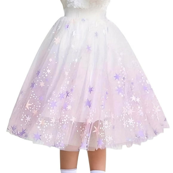 JAKANYQ Toddler Kids Baby Girls Dancing Princess Skirt Colorful Gradient Mesh Ballet Tutu Skirts Purple 5-6 Years