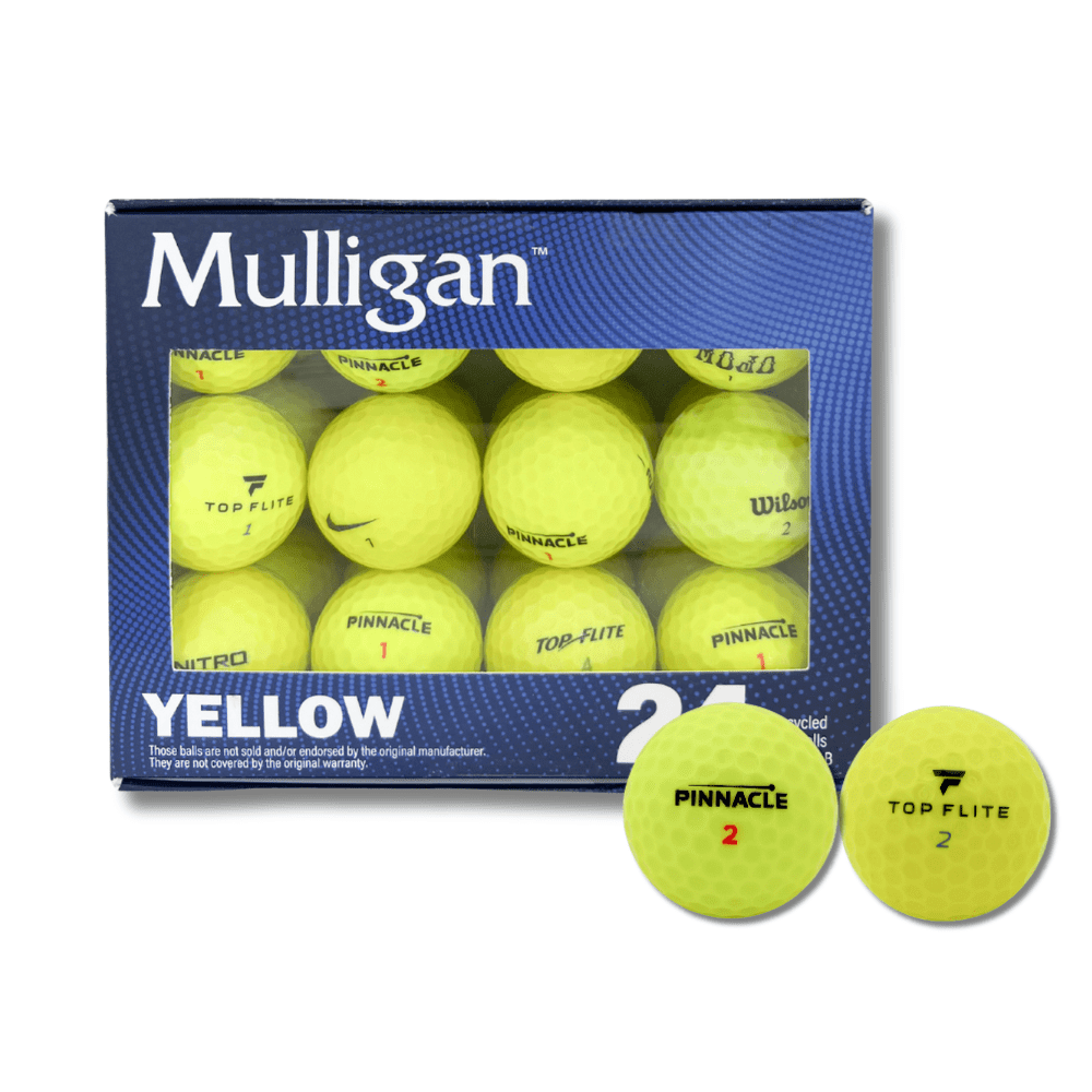 Mulligan Recycled Yellow Golf Balls, Mixed, 24-pack
