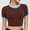 #234-Brown, variant on Womens Tops Short Sleeve Slim Fit Crew Neck Colorblock Raglan Sleeve Cropped Solid Soft Stretchy Sporty Shirt for Workout Gift