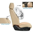 thumbnail image 2 of Coverado Car Seat Covers Beige, 5 Seats Breathable Faux Leather & Woven Fabric Seat Protectors Full Set, Universal Auto Cushions Fit Most Cars SUV Trucks, 2 of 8