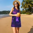 thumbnail image 3 of Xecao Robe d'Été Étoilée Violette pour Femmes Robe Décontractée de Plage Sans Manches avec Poches, 3 of 7
