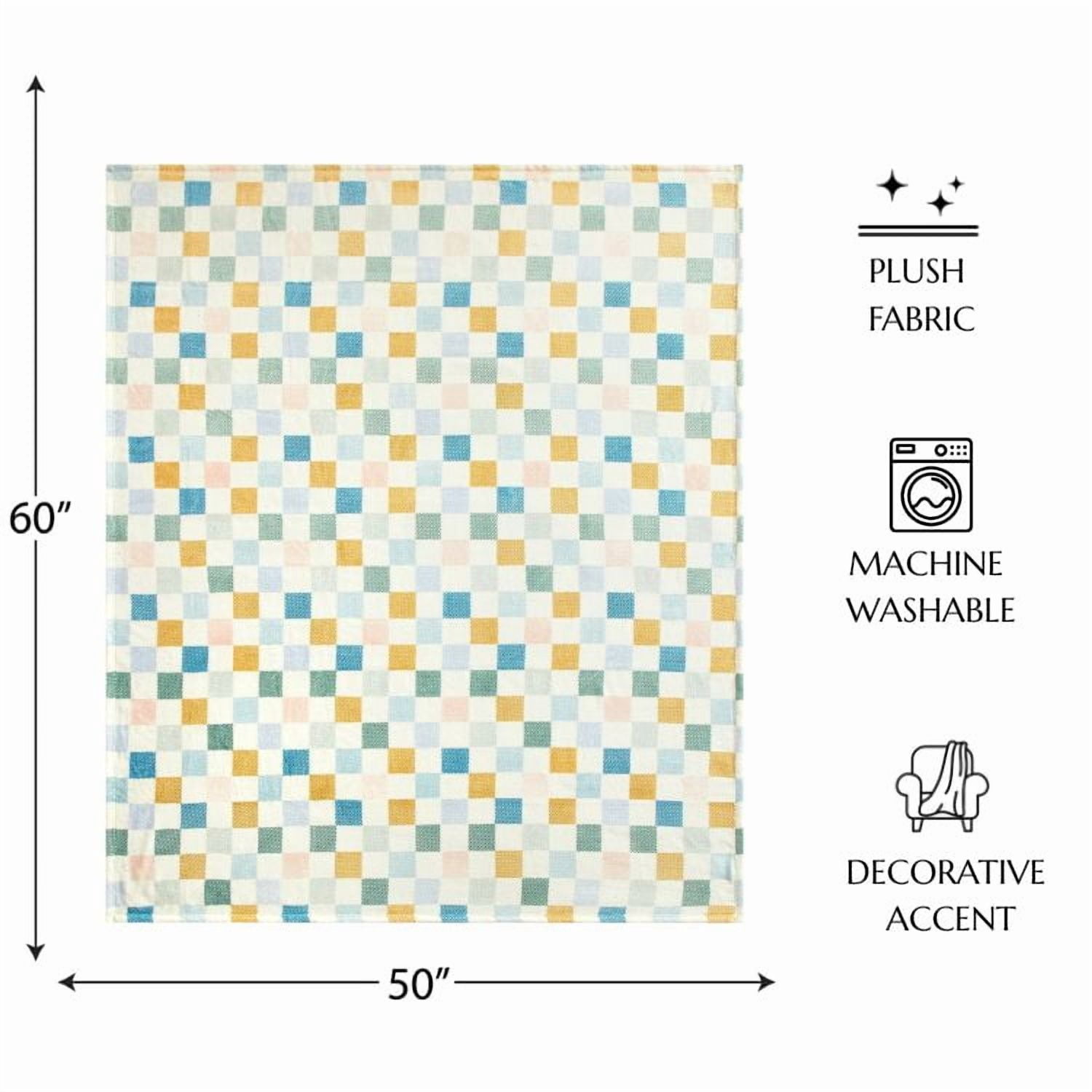 Mainstays Cozy Plush Couch Throw Blanket, Multicolor Checkered, 50 x 60 in